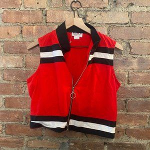 Sleeveless Zipper Red White and Blue Vest